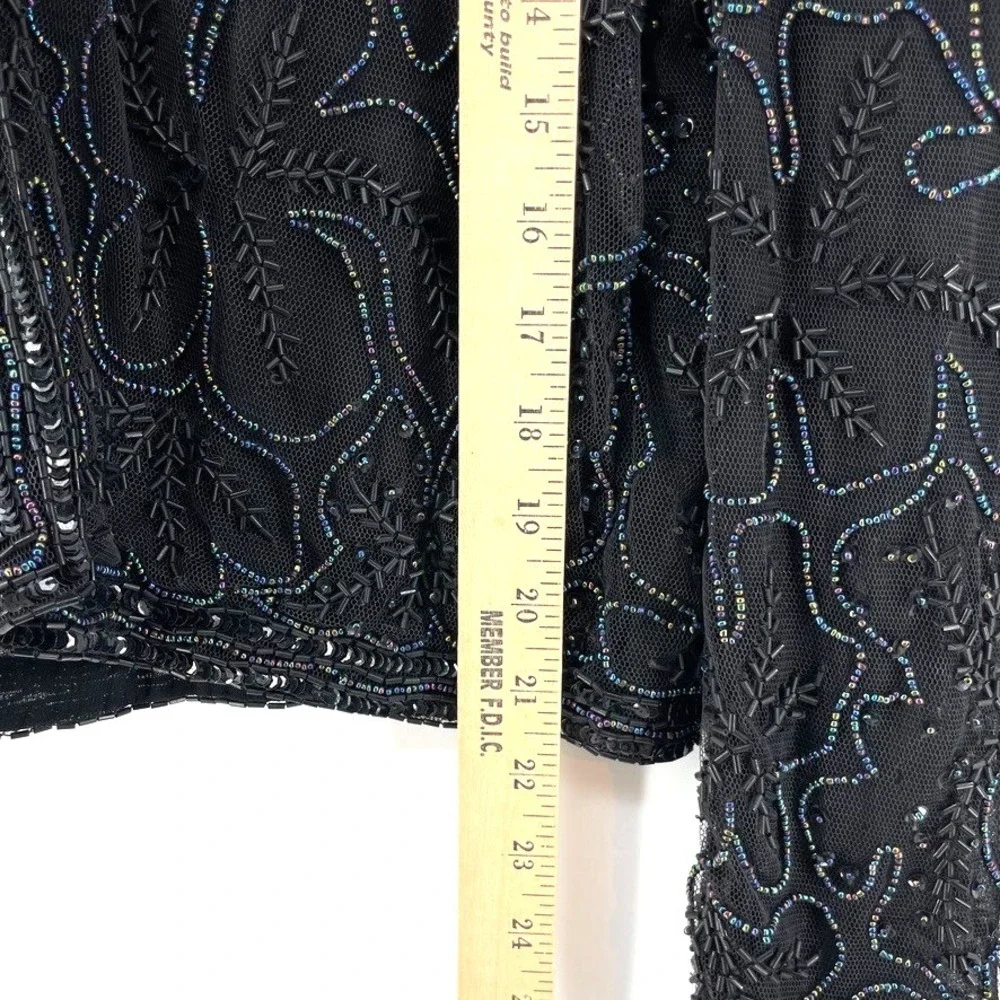 Vtg‎ Sheer Mesh Jacket M Beaded Sequins Whimsigoth Formal Glam Old Hollywood Art